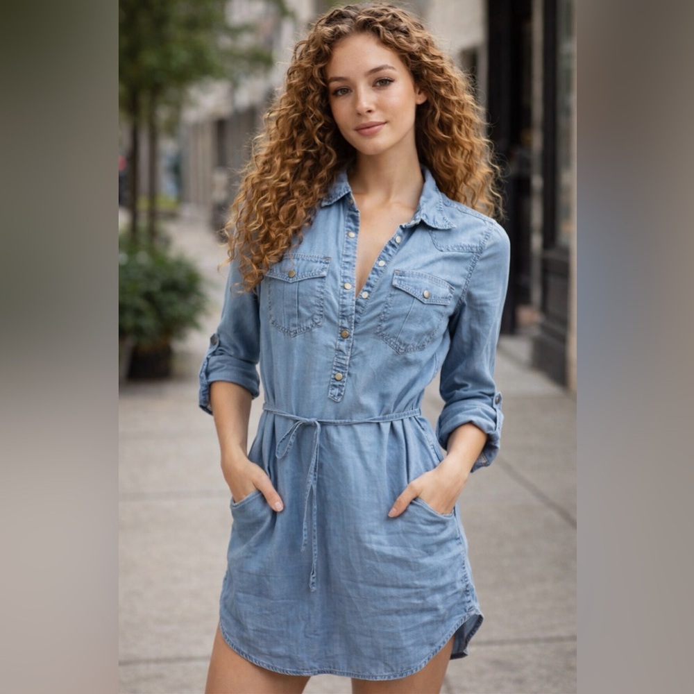 Stylish Denim Button-Up Dress